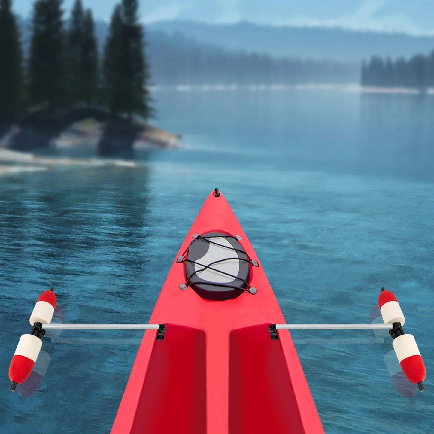 Marine Boat Kayak Red Durable Outrigger/Stabilizer System PVC and Aluminum for Most Kayaks and Canoes