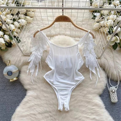 Combinaisons de plage bikini tendance pour femmes, asymétriques, moulantes, entrejambe ouverte, maillots de bain sexy automne-hiver, dos nu, body sensuel, hotsw