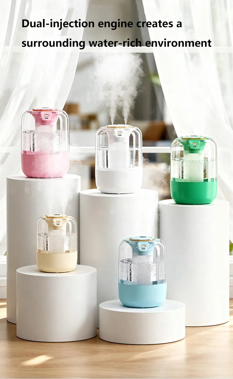 Humidifier USB Double Spray Quiet 2L Large Capacity Humidifier Home Dormitory Office Bedroom Desktop with Night Light
