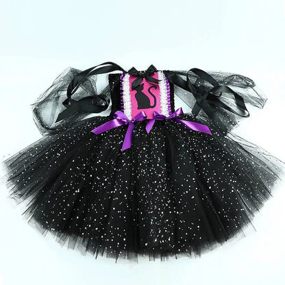 Sparkly Black Cat Tutu Dress for Baby Girls Animal Halloween Costumes with Ears Hairbow Kids Twinkle Kitty Ballet Tutus Outfit