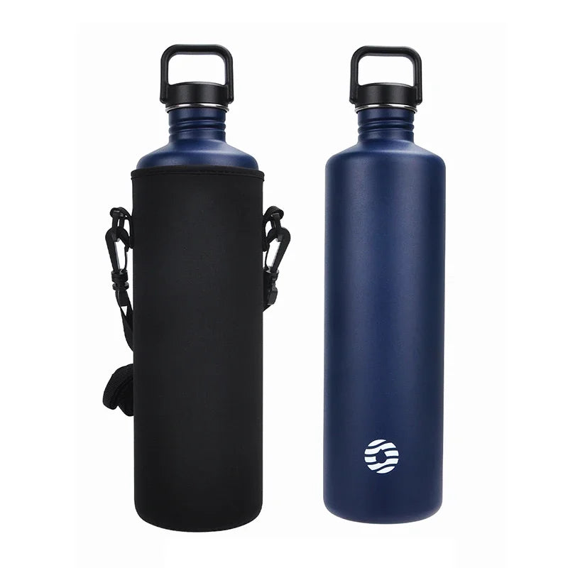 Fjbottle 2L Portable Water Bottle Stainless Steel Cycling Sports Water Bottle Leakproof BPA Free Large Capacity with Bottle Bag