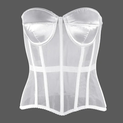 Sexy Thin Body Shaper Underwear Corset Waist Trainer Lingerie Lace Corsets Perspective Mesh Shapewear Women Fashion Clothes Faja