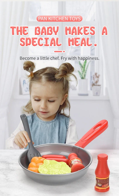 8pcs/set Simulation Kitchenware Play Set Pot Steak Vegetable Bread Hot Dog Omelette Children Toy Kitchen Food Toys