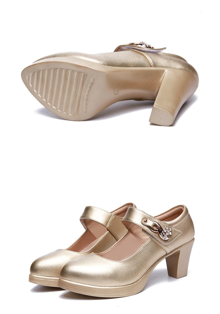 5 8 10cm Small Size 32-44 Elegant Gold Silver Wedding Shoes Women Platform Pumps 2026 Block High Heels Shoes Dress Office Model