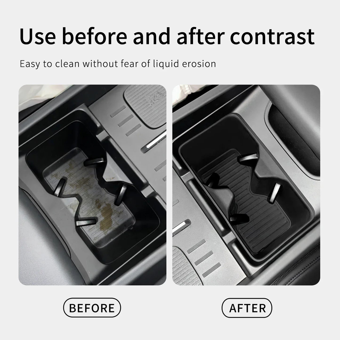 for Hyundai Santa Fe 2024 2025 Water Cup Holder Car Accessories Silicone Shock-Absorbing Drinks Holder Storage Box Tidying Tray