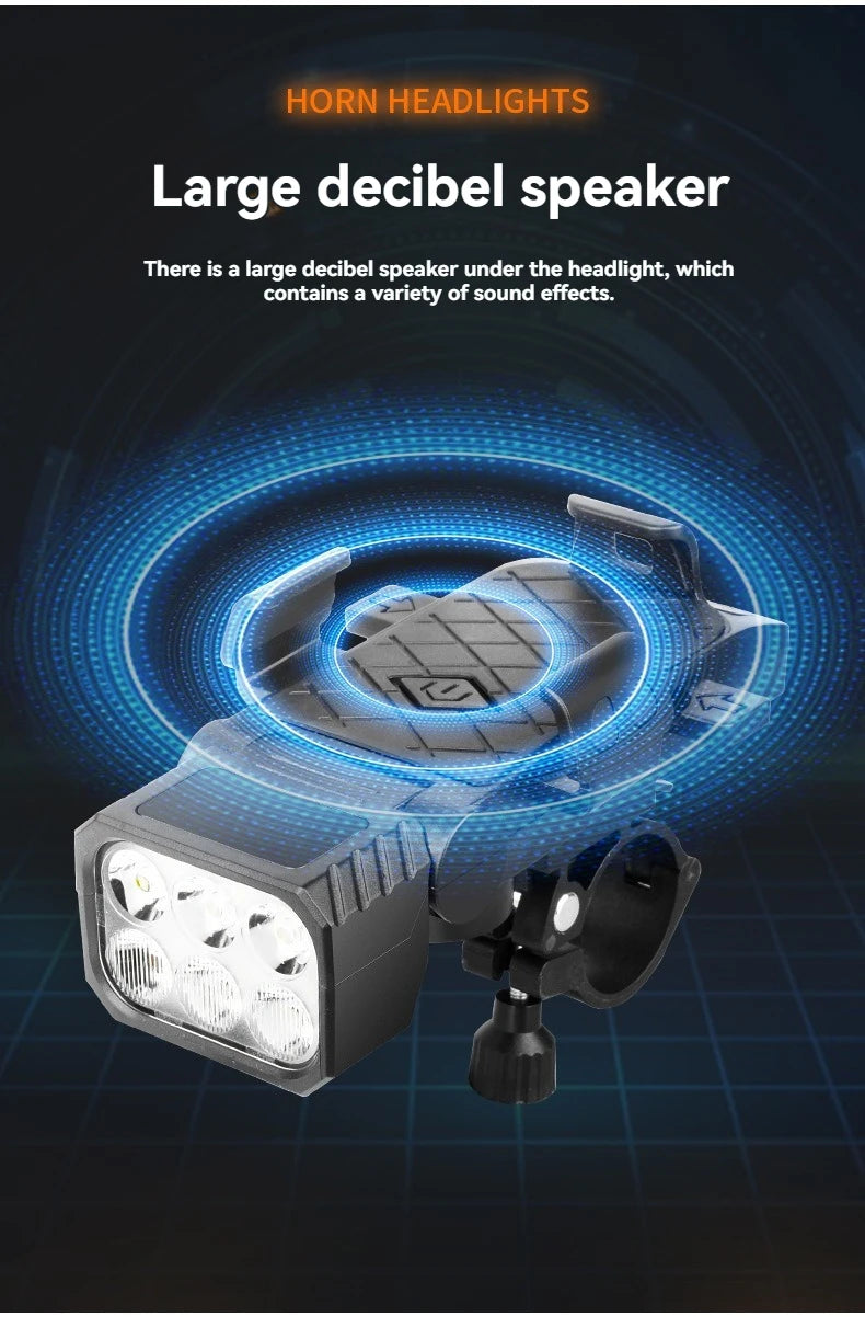 Bicycle Front Light with Horn & Phone Holder Cycling Bicycle Headlight Multifunctional Phone Holder Lamp Cycling Accessories