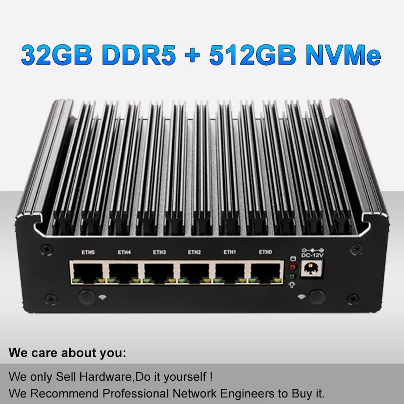 Intel Pentium Gold 8505 Soft Router 6 Lans I226-V 2.5G Fanless Mini PC COM HD DP USB Type-C DDR5 SATA PfSense Firewall Appliance