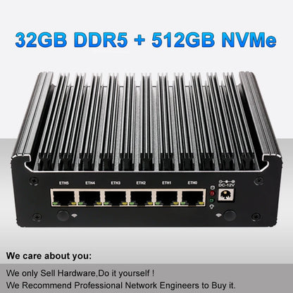 Intel Pentium Gold 8505 Soft Router 6 Lans I226-V 2.5G Fanless Mini PC COM HD DP USB Type-C DDR5 SATA PfSense Firewall Appliance