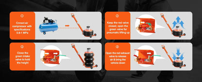 Air Jack 5 T/ 3T /11000 lbs Pneumatic Jack with Heightened Column for Sedan Adjustable Handle Pneumatic Air Jack