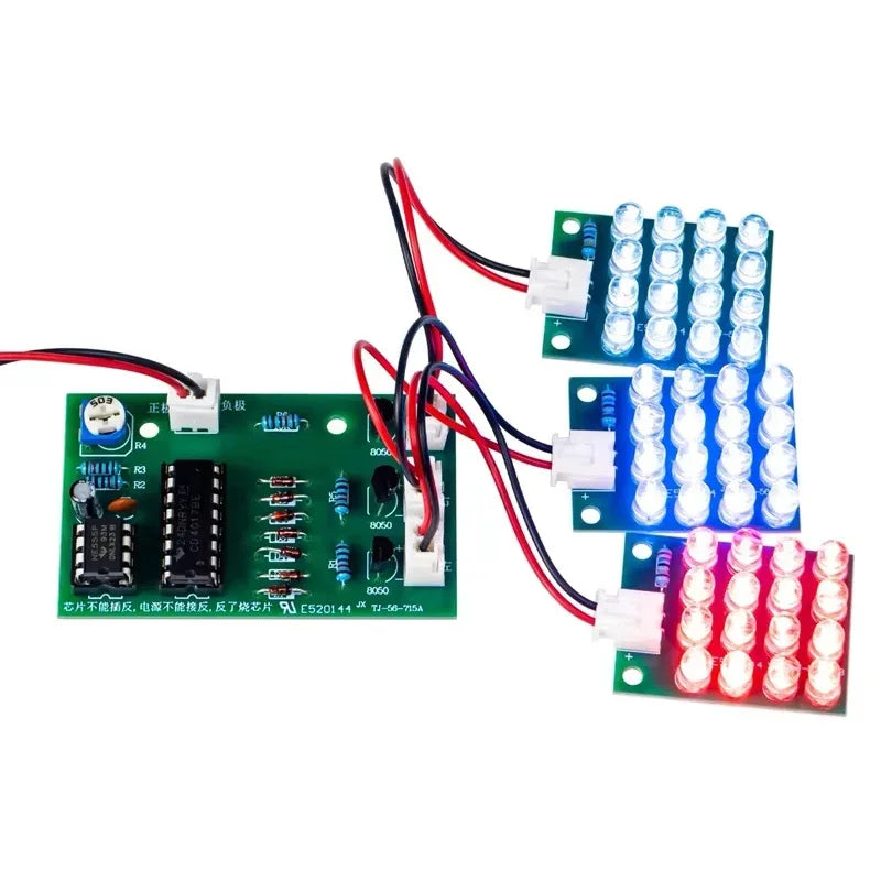 DIY Electronic Welding Practice Kit NE555 Red, White And Blue Flash LED Alarm Light Strobe Module Production Design Kit