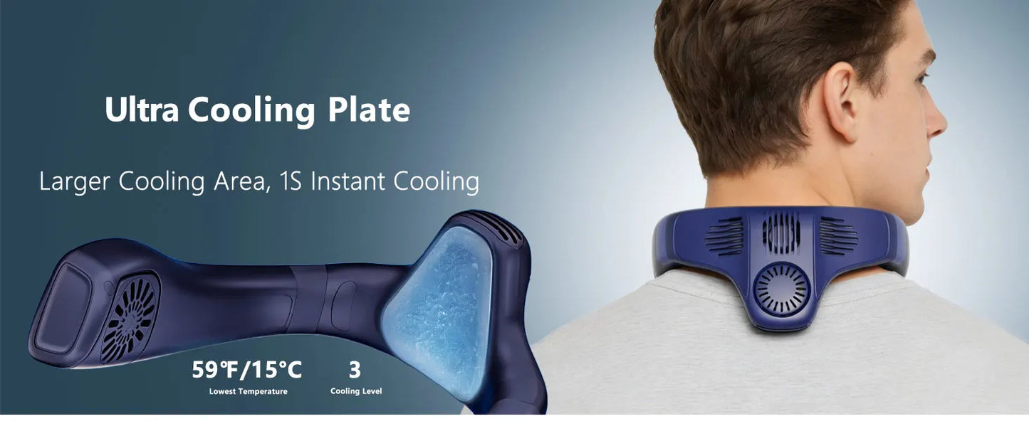 2026 New Upgrade Neck Air Conditioner Fan Instant Cooling With Cooling Plate, Bladeless, 8000mAh Operated Wearable Rechargeable