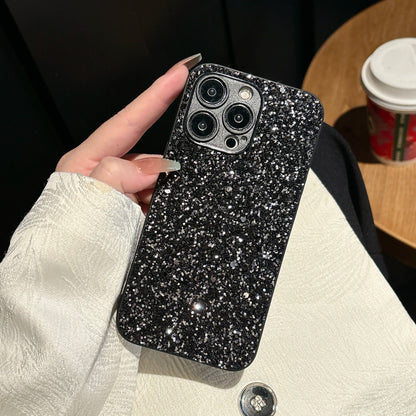 Luxury Full Cover Black Flash Drill Soft Case For iphone 18 17 16 15 14 13 12 11 Pro Max Plus 16E Air Glitter Shockproof Shell