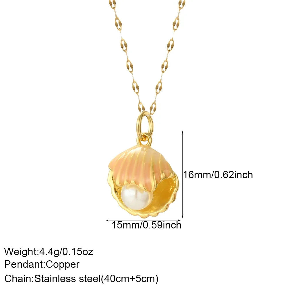 Bohemian Heart Animals Necklace for Women Cute Heart Punk Motocycle Pendant Gold Color Stainless Steel Long Chain Collars Neck