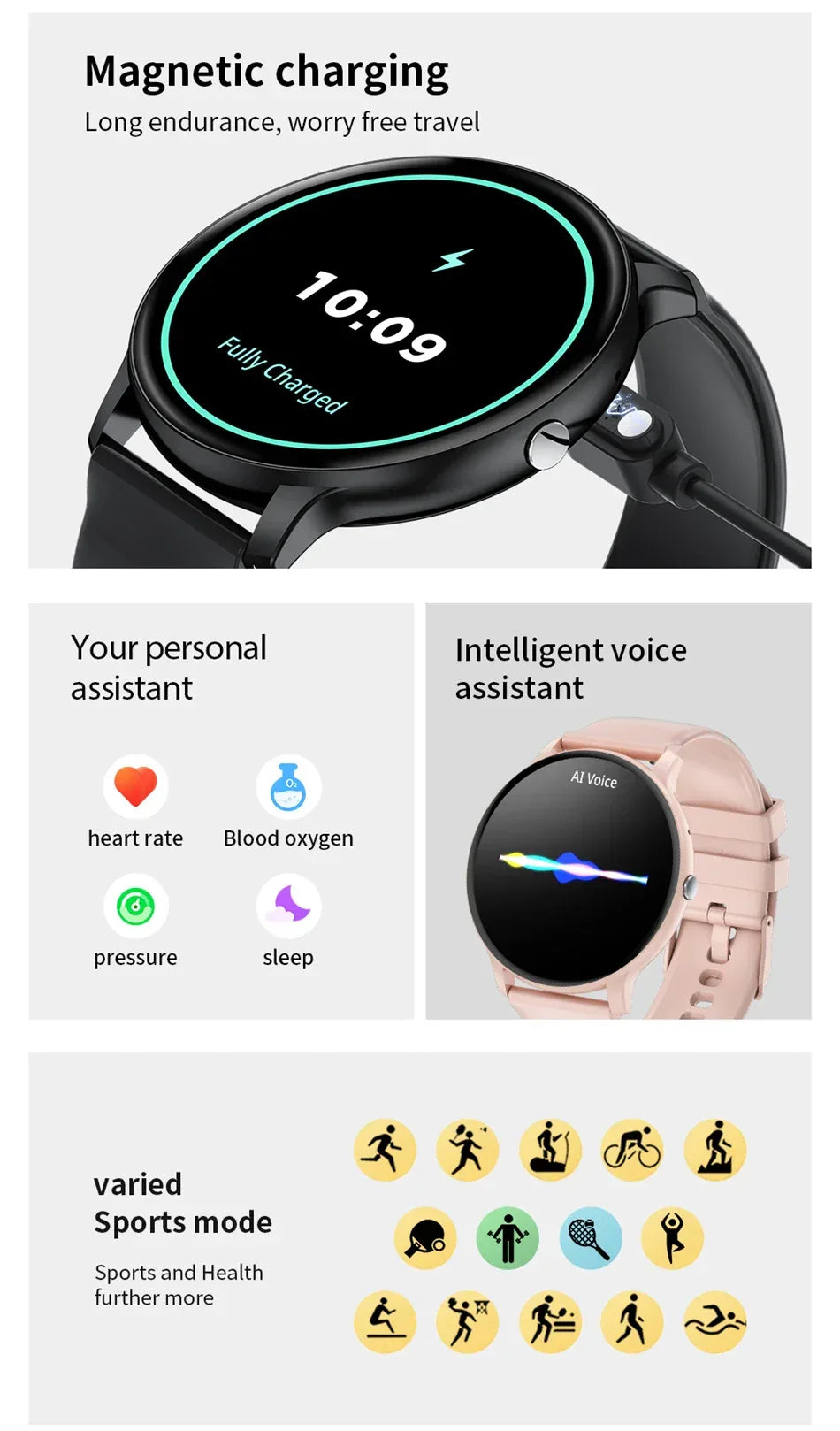 LIGE Smart Watch Women 1.39'' Full Touch Screen Custom Dials Wristwatch Bluetooth Call Blood Oxygen Monitor Sport Smartwatch Men
