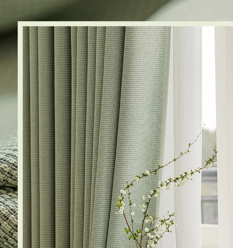Modern Simple Balcony Drapes Light Luxury Bedroom Thick Blackout Curtain Large Area Bay Window Curtains Home Living Room Drape