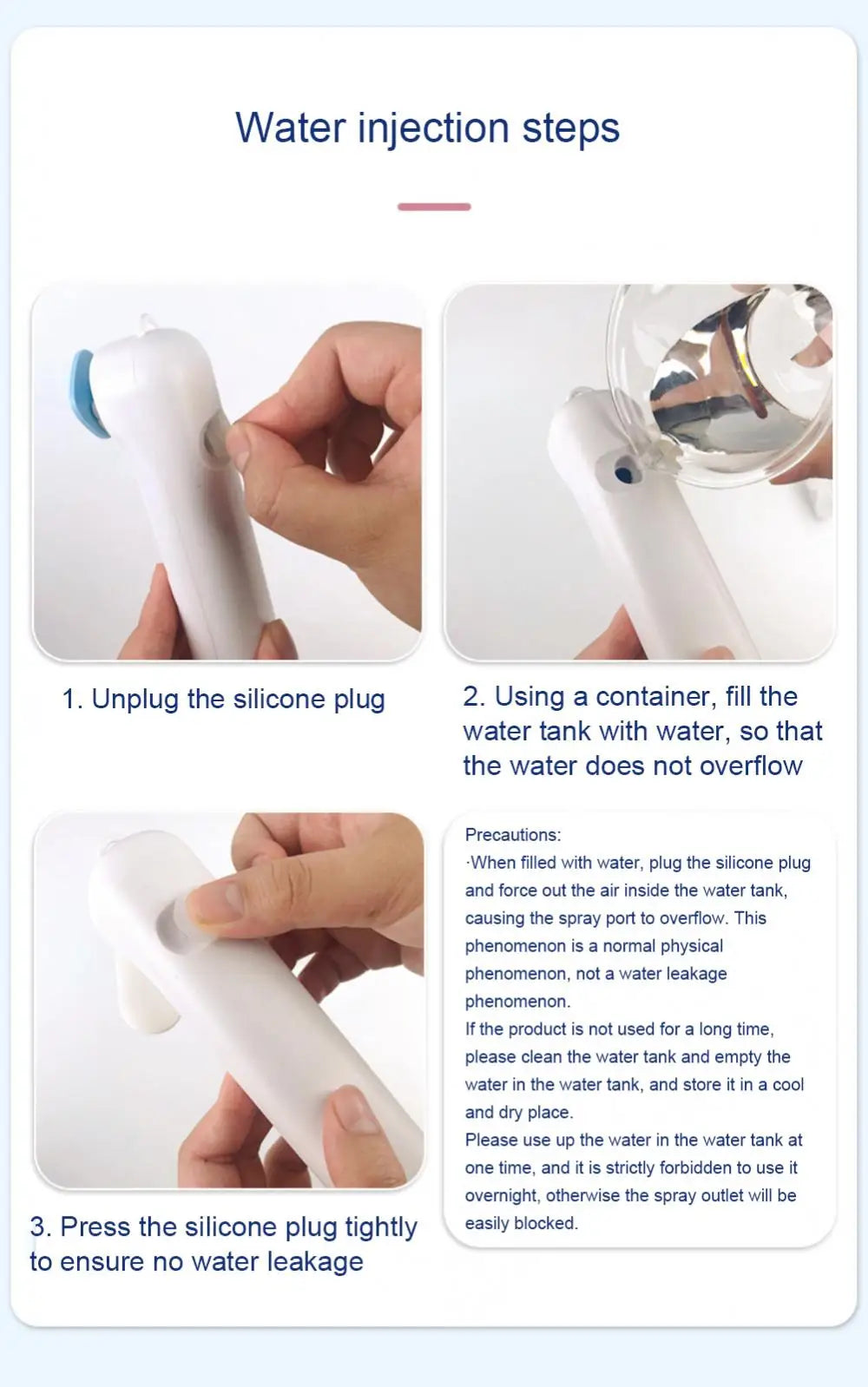 2 In 1 Portable Fan Humidifier USB Rechargeable Handheld Fan Water Spray Fan Face Steamer Air Conditioner Cooling Fan