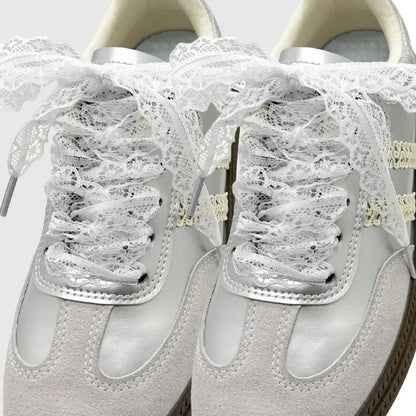 120cm Lace Shoelaces for Women Casual Shoes 3CM Width Flat Shoelace for Sneakers Black White Hollow Out Shoe Laces Accessorices