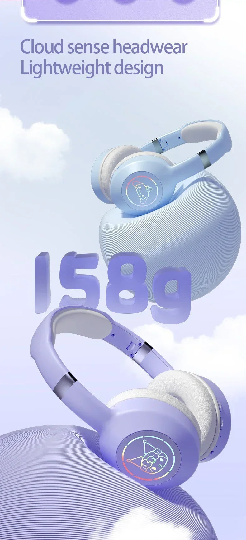 Sanrio Kuromi Bluetooth Headphones Cute My Melody Wireless Earphones Stereo Sound Noise Reduction Earbuds Anime Cartoon Gifts