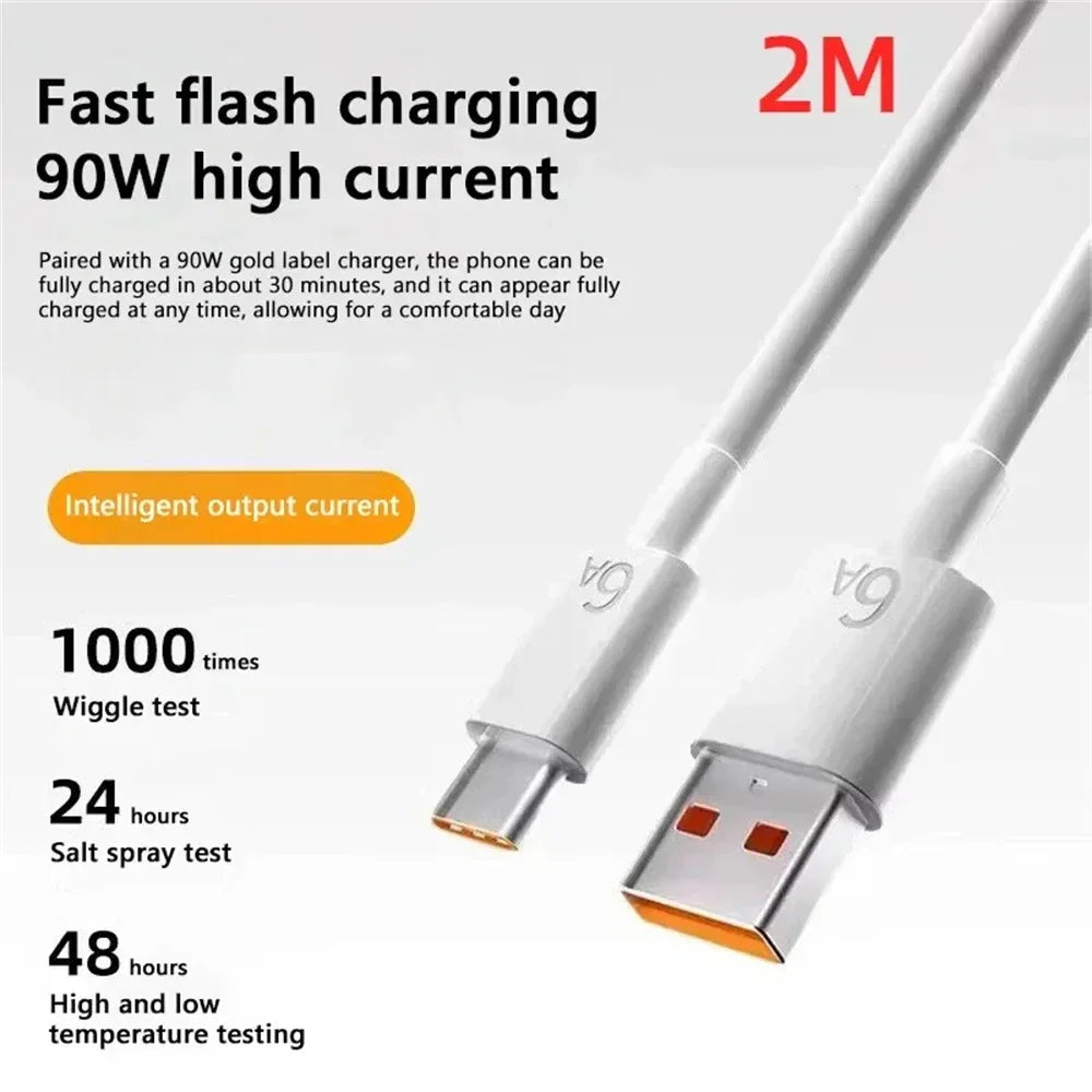 90W Fast Charger For Universal USB Charging Power Adapter USB To Type C Quick Charging Cable Accessories Wall USB Charger