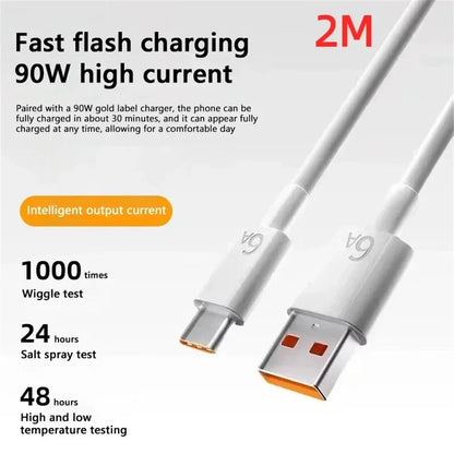 90W Fast Charger For Universal USB Charging Power Adapter USB To Type C Quick Charging Cable Accessories Wall USB Charger