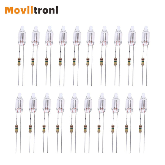 20PCS Neon Indicator Lamps With Resistance Connected To 220V 4mm 5mm 6mm Neon Glow Lamp Mains Indicator-Red Light by PDG ibma