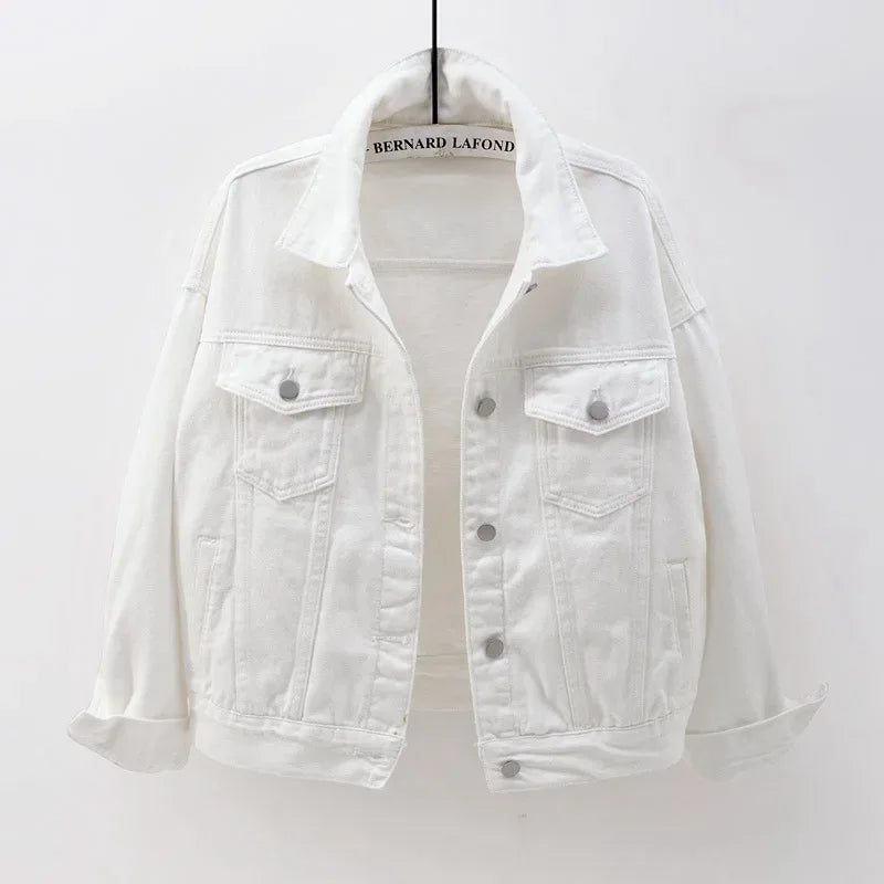 Women's Denim Jacket Spring Autumn Short Coat Pink Jean Jackets Casual Tops Purple Yellow White Loose Tops Lady Outerwear