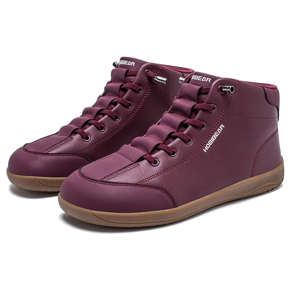 HOBIBEAR Mid-Top Barefoot Shoes Unisex Wide Toe Minimalist Ankle Boots Artificial Leather Outdoor Non-Slip Sneaker