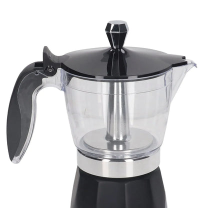 Portable 6 Cup Electric Coffee Maker Transparent Top Italian Coffee Pot Machine 300ML for Home