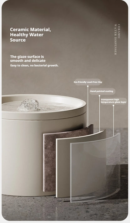 Cat Automatic Water Dispenser Pet Ceramic Water Bowl Dog Bowl Water Dispenser, Circulation Water Flow Water Dispenser