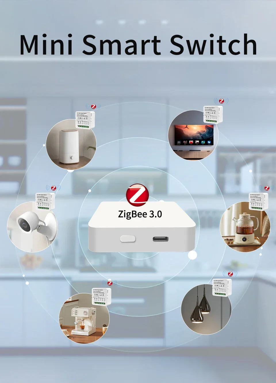 1/2/3 Channels 16A/10A/5A 100-240V Zigbee 3.0 Smart Wireless Switch Smart Home APP Voice Control Work with Alexa Google Home