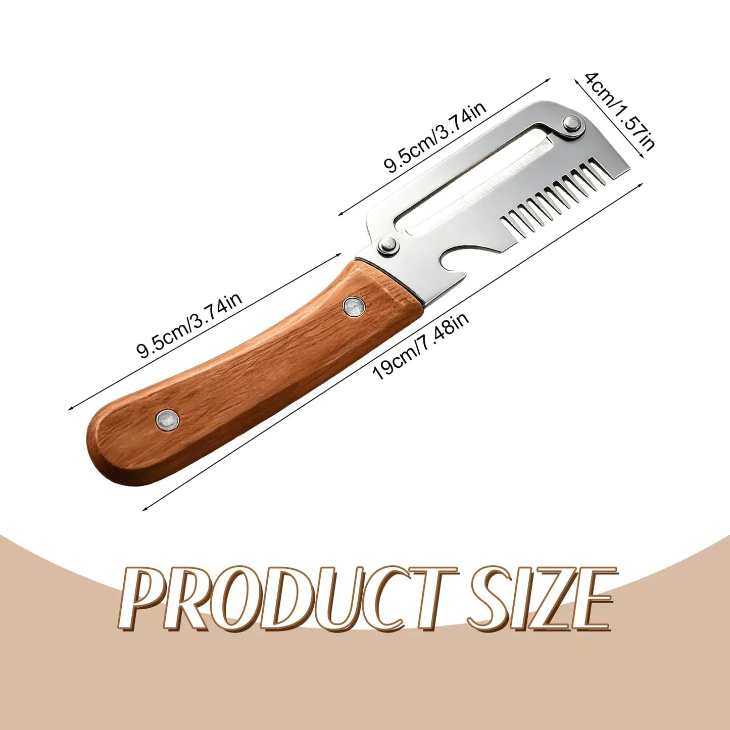 3-in-1 Vegetable Peeler with Wooden Handle and Bottle Opener, Multi-Functional Vegetable Peeler for Kitchen, Gadgets Tool