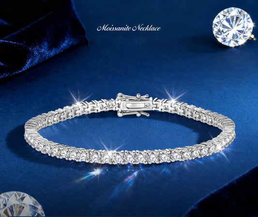 Luxury  Jewelry VVS Moissanite  Sterling Silver 925 Fashion Moissanite Tennis Chain Bracelet and Necklace For Women