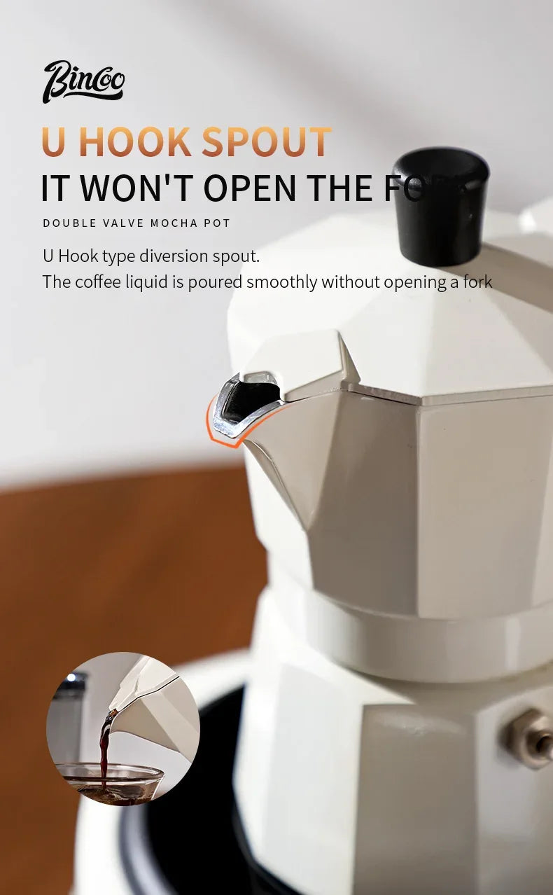 Bincoo Double Valve Moka Pot Coffee Espresso Machine Electric furnace Hand Brewed Coffee Italian Home Outdoor Barista Tools 220V