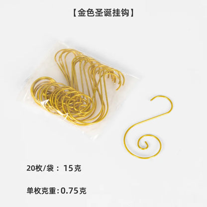 20pcs/bag Christmas Ornaments Metal S-Shaped Hooks Holder Christmas Tree Ball Pendant Hanging Decorations Home Navidad New Year