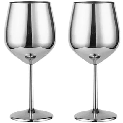 500ml Stainless Steel Wine Glass Goblet 304 Rose Gold Silver Gold Color, Durable Metal Cup for Red Wine Champagne Bar Party