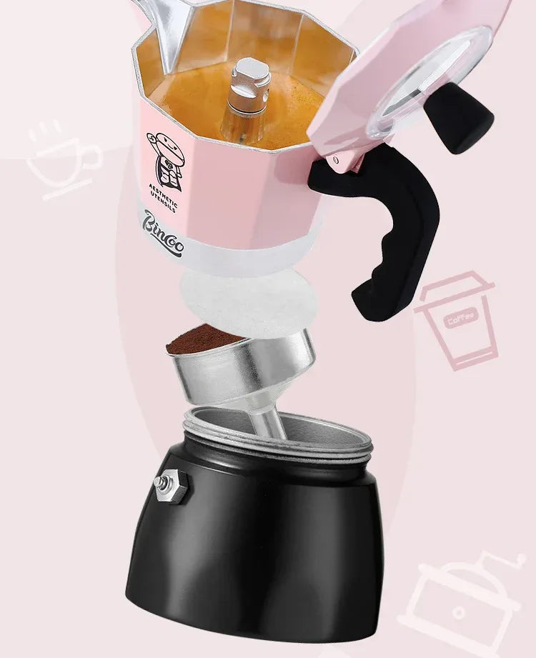 Bincoo Double valve Moka Pot Electric Stove Set Coffee Pot Household Italian Espresso Machine Mocha Pot Barista Accessories 220V