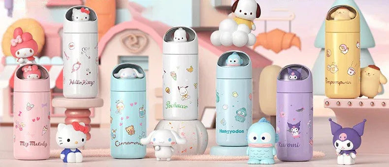 350MLStainless Steel Thermos Cups Student Kids Anime Cartoon Vacuum Flask Cute kitten/Dog/Bear Insulated Water Bottles Tumbler