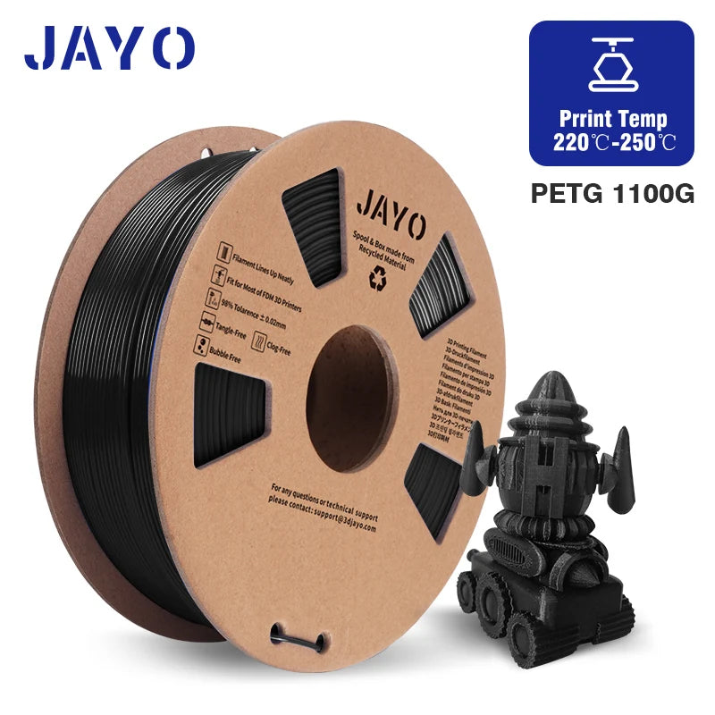JAYO PETG/PLA+/SILKPLA/PLAMeta/PLAMatte/ABS/ PLA Filament 1.75mm 1.1/0.65KG 3D Printer Filament For FDM 100% No Bubble Mix Color