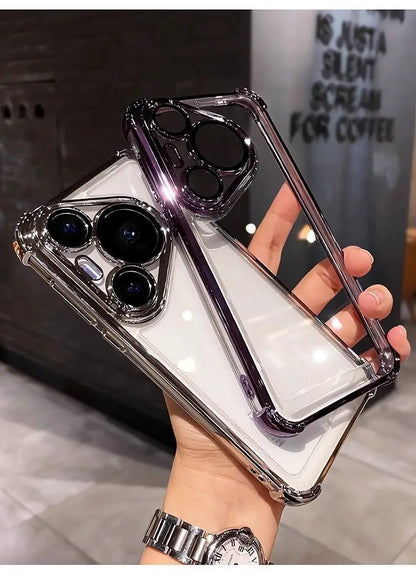 Case For Huawei Pura 80 Ultra 80 Pro plus Luxury Electroplating Transparent Four Corners Shockproof Back Cover For Huawei Pura80