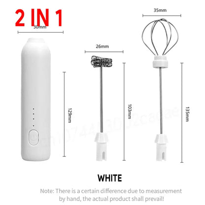 Electric Milk Frother 2 In 1 Rechargeable  Blender Stainless Steel 3 Speeds Coffee Mixer Egg Beater Handheld Foam Maker Tools