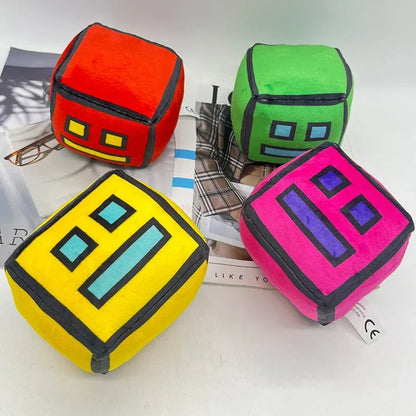 12cm New Halloween Geometry Dash Cube Plush Toys Small Pillow Stuffed Plushie Doll Square Pendant Game Cute Kids Birthday Gift