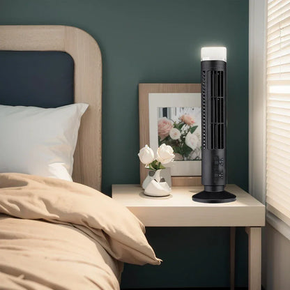 LED Tower Fan Mini Vertical Conditioner 2 Gear Speed No Leaf Air Conditioner Portable Electric Floor Fan for Home Office