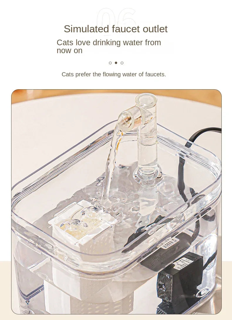 1000ml Automatic Pet Water Fountain Transparent USB Power Cat Water Dispenser for Indoor Dog and Cat Water Feeding Supplies