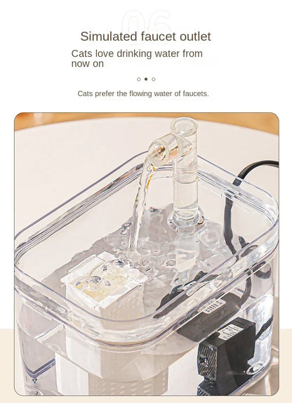 1000ml Automatic Pet Water Fountain Transparent USB Power Cat Water Dispenser for Indoor Dog and Cat Water Feeding Supplies