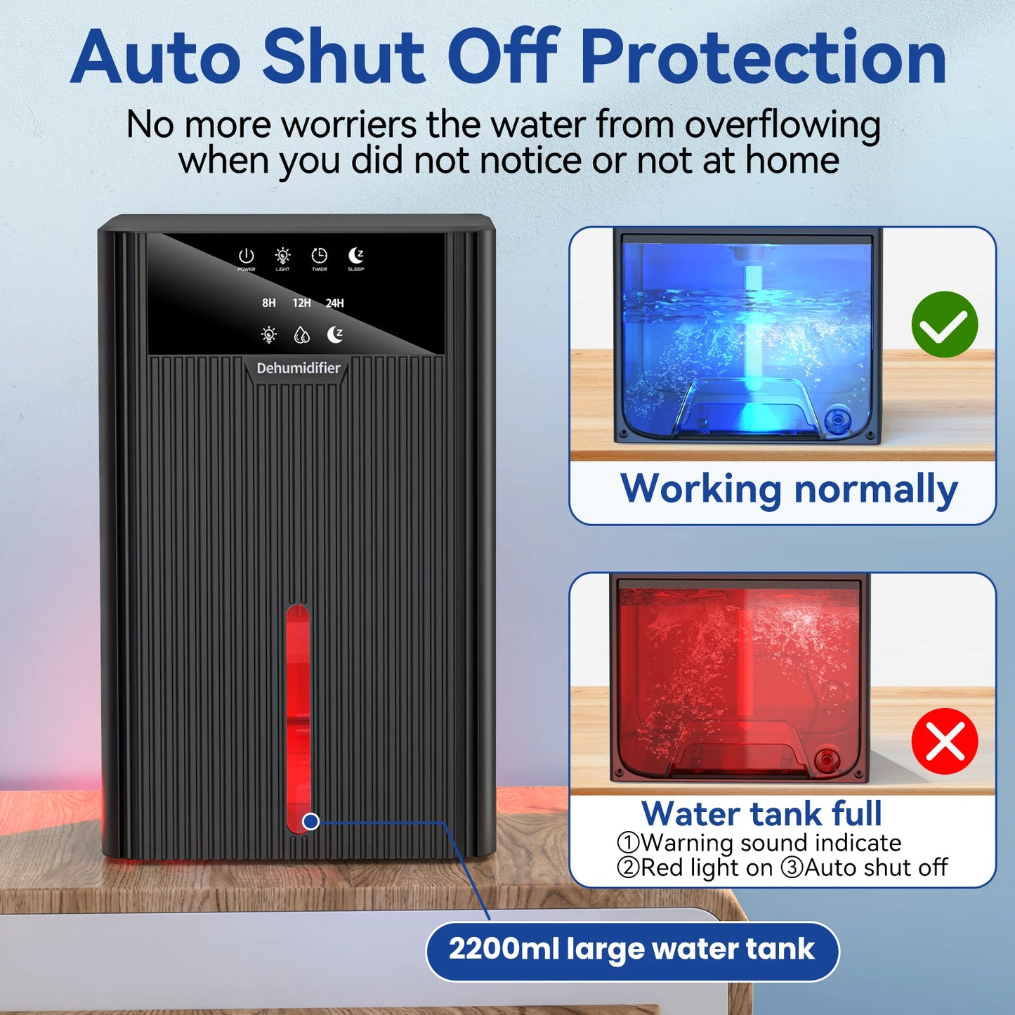 Portable Mini Dehumidifier 2.2L Water Tank for Living Room Bedroom Indoor Home Use - Efficient Air Moisture Absorber