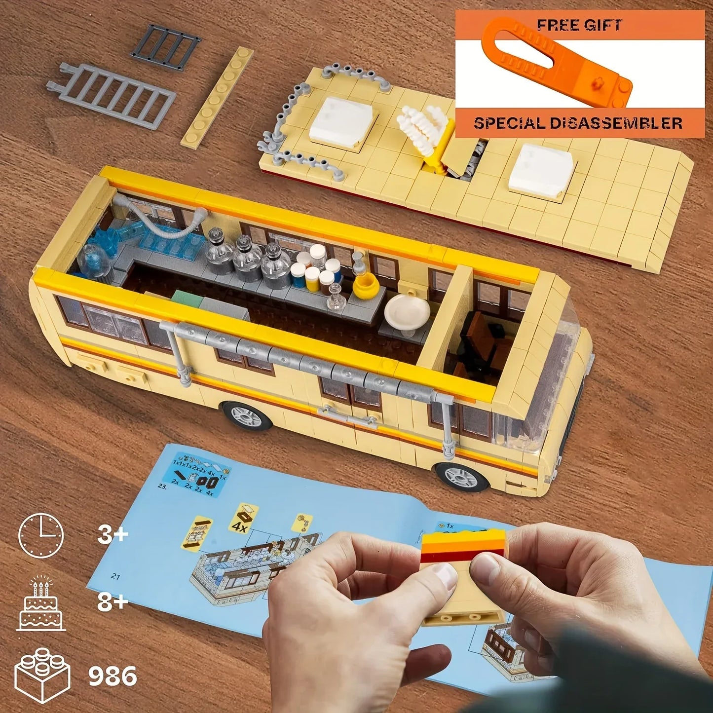 986pcs Breaking Bad Building Set Bus Toy Accessories Educational DIY RV Toy Birthday Party Favor For Boys Girls Christmas gift