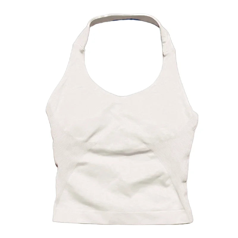 HISTELLO Halter Top Gym Vest Woman Backless Tank Tops Push Up Sport Bras Running Vest Workout Tops Activewear Yoga Clothing