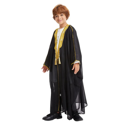 Muslim Saudi Arabian Boy Abaya Children Praying Islamic Clothing Kimono Middle Eastern Teen Dress Dubai New Fashion Classic