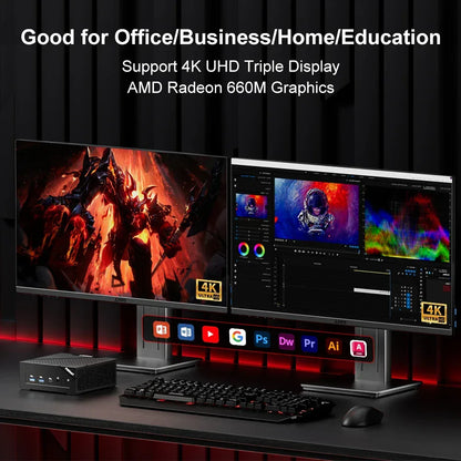 FIREBAT MINI PC AM02 AMD Ryzen 5 6600H 16GB DDR5 RAM 512GB SSD WIFI6 BT5.2 Windows11 Portable Desktop Computer Network port HDMI