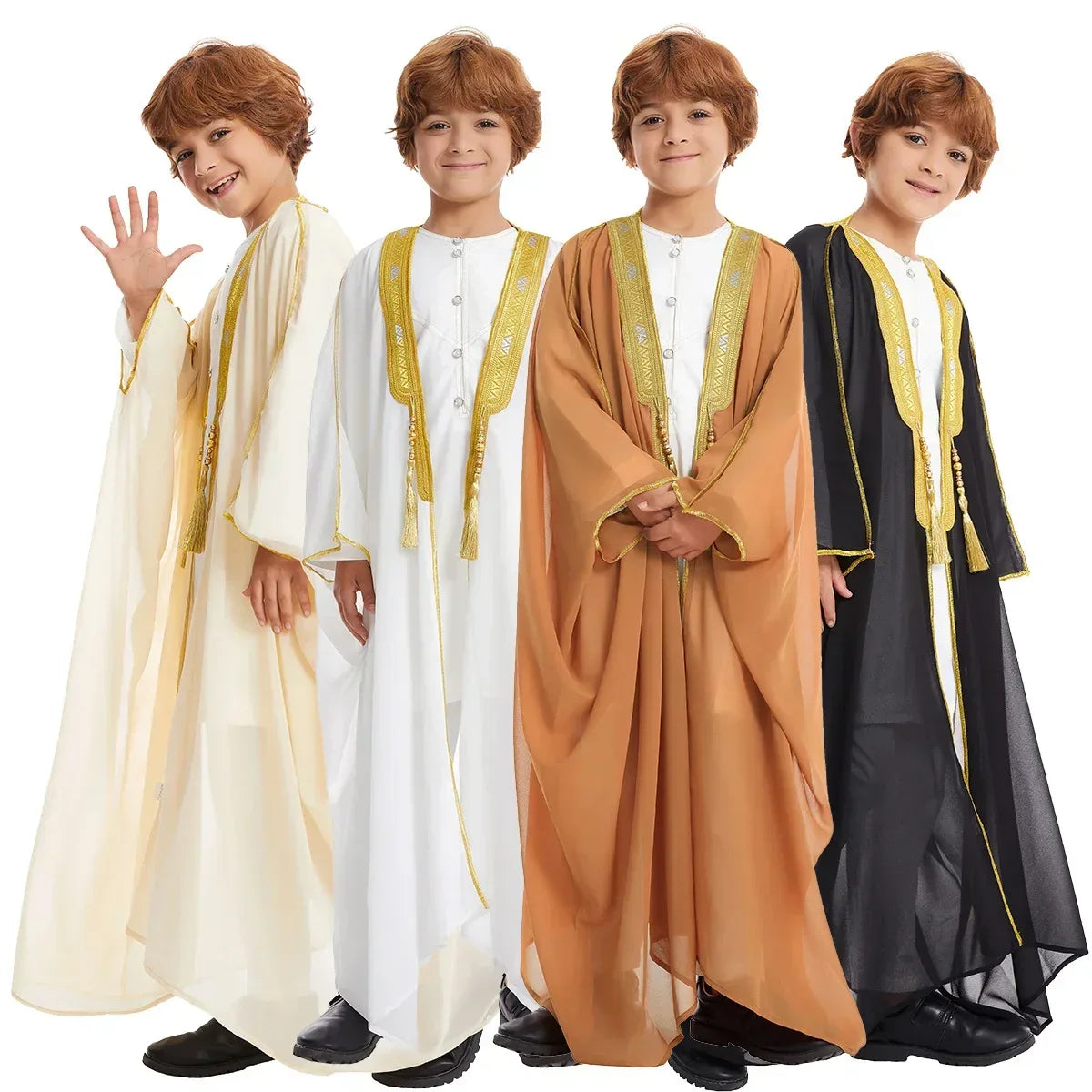 Muslim Saudi Arabian Boy Abaya Children Praying Islamic Clothing Kimono Middle Eastern Teen Dress Dubai New Fashion Classic
